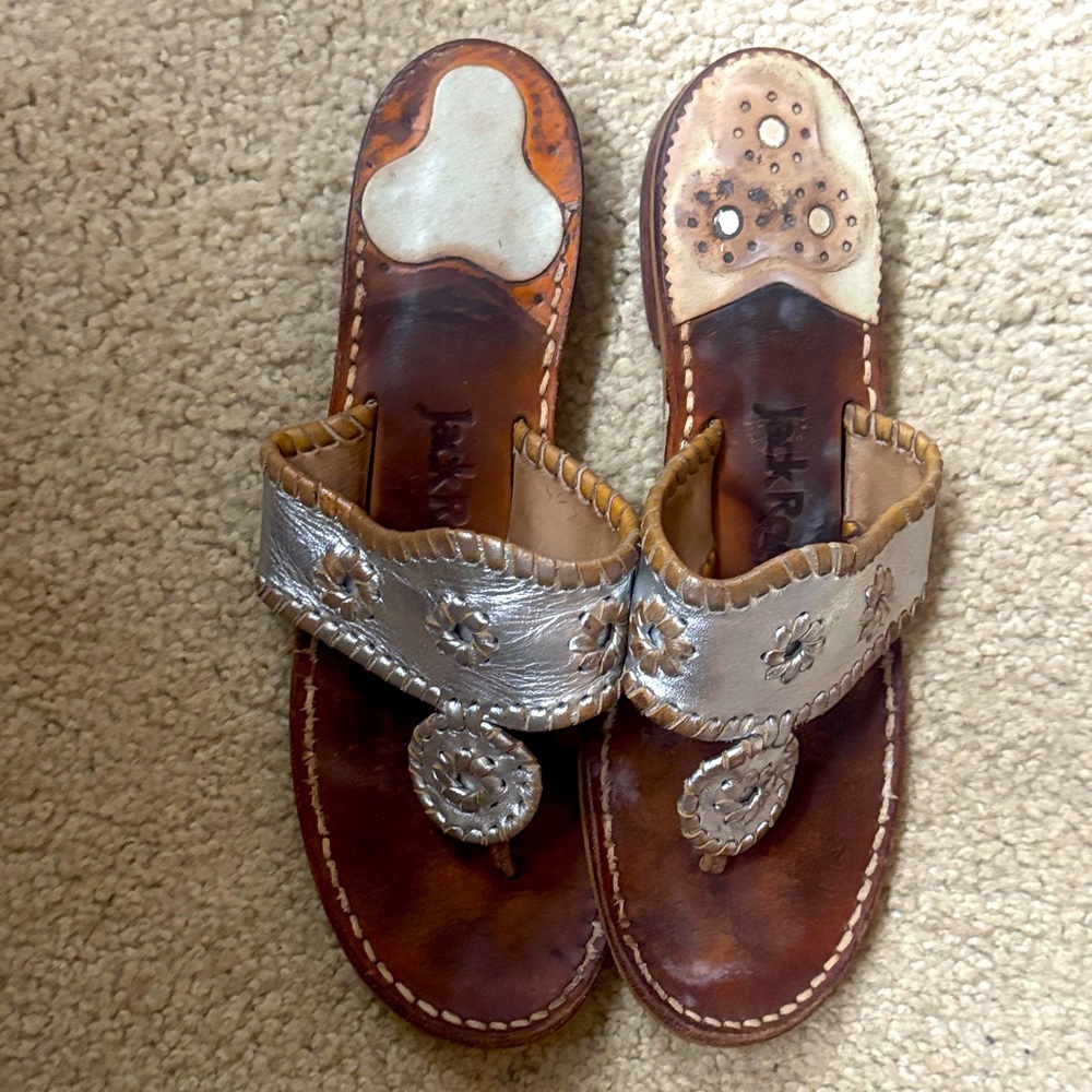 Jack Rogers Silver Women's Sandals size 8